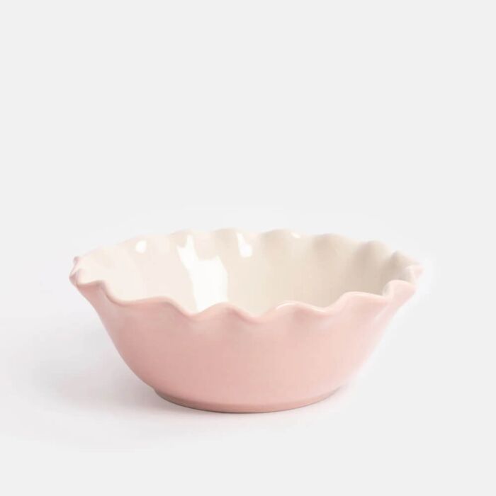 Caroline Gardner Pink Scallop Edge Love Heart Cereal Bowl